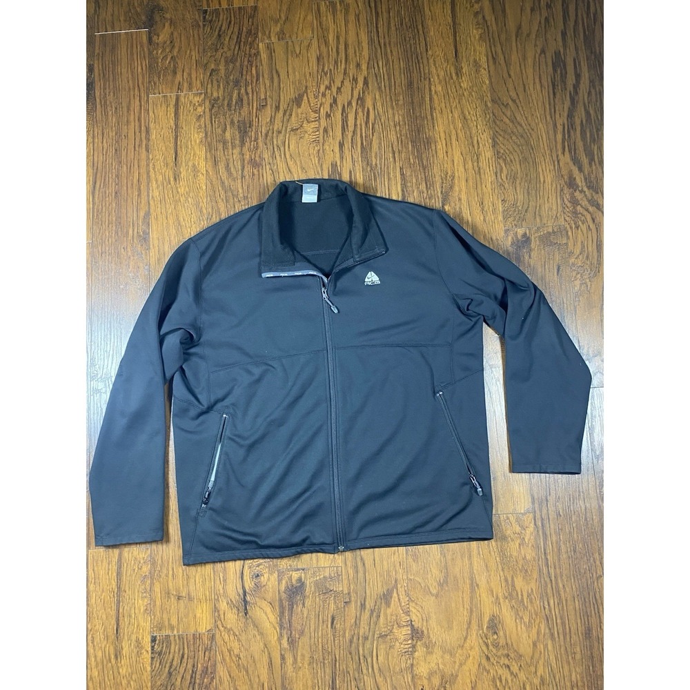 Nike ACG Fit Therma Full‎ Zip Fleece Jacket Mens XXL Black Mock Neck Outdoor